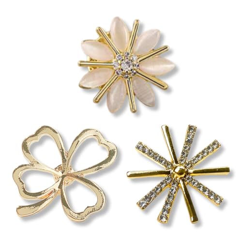 OUDQFCJ Set di 3 Spille Eleganti per Donna - Spille Gioiello per Vestiti, Spille per Chiudere Scollatura, Clip per Cardigan, Accessori per...