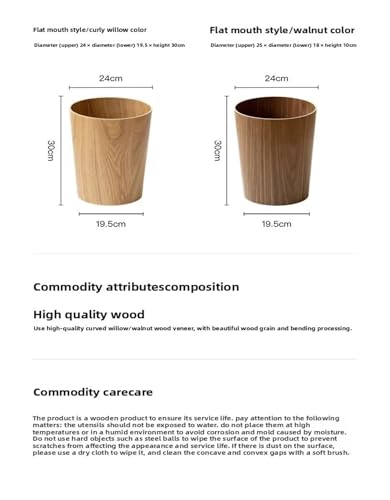 Caneca de basura de madera natural con tapa basculante 10 L miniatura 2