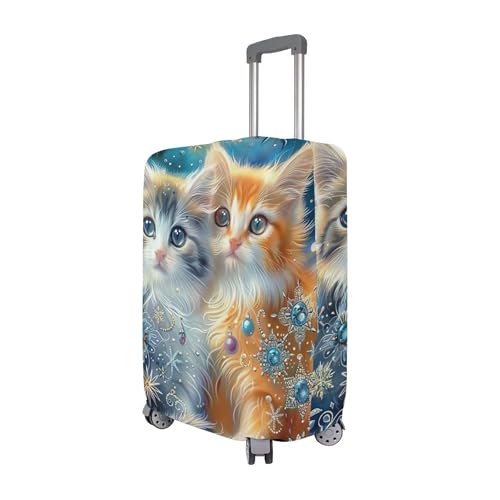 Joisal Cats Cute Kittens Suitcase Covers Luggage Protector Custom Baggage Flower Travel Vacation Essentials, L, Fits 26-28 Inch Case3