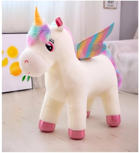 Image of Tickles Rainbow Wings Unicorn Horse Soft Stuffed Plush Animal Toy for Kids Birthday Gifts (Size: 40 cm Color: White)