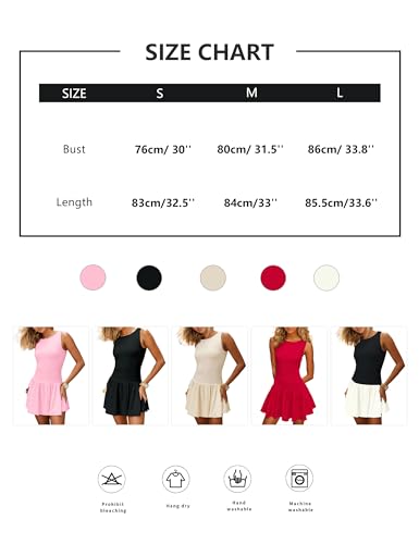 Image of HOCANDY Womens Sleeveless Mini Tank Dress Boat Neck Drop Waist A Line Dress Casual Slim Fit Flared Beach Short Flowy Dresses Black-White, Large
