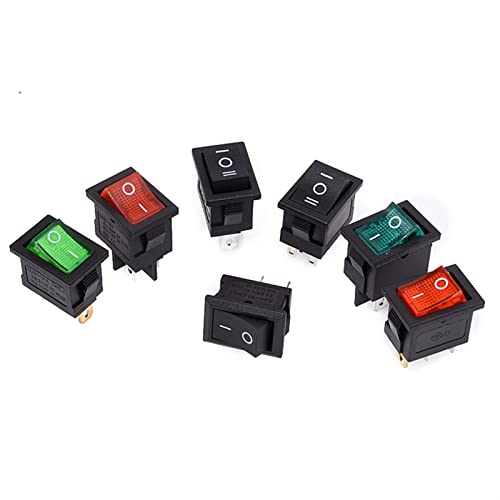 Interrupteur à bascule KCD1 vert 3 broches avec lampe témoin 6A 250V AC