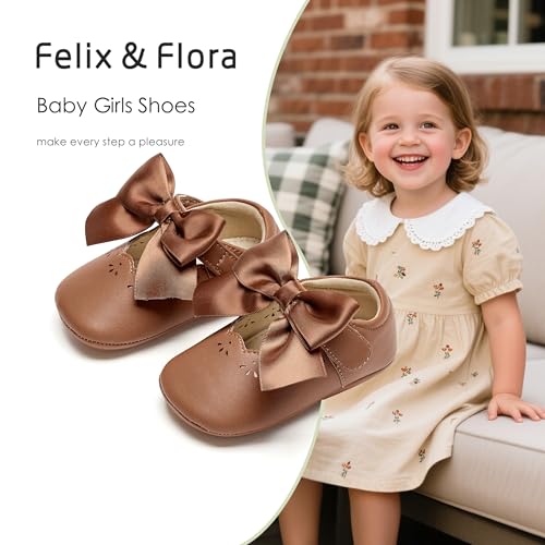 Felix & Flora Baby Dress Shoes - Infant Baby Girls Mary Jane Flats Moccasinss Soft Sole Walking Crib Shoes2