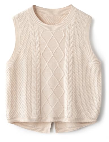 Women's Merino Wool Blend Sweater Vest 2025 Fall Winter Casual Cr...