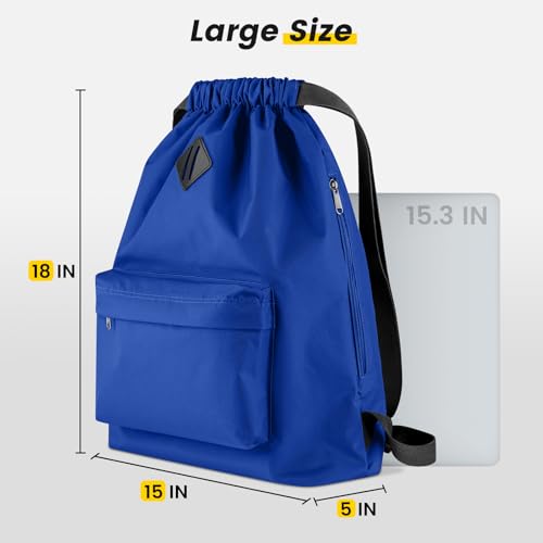 Vorspack Drawstring Backpack Water Resistant String Bag Cinch Bag Sports Gym Sack with Side Pocket for Men Women