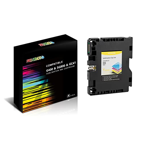 PRINTANDINK SG400 SG800 Tinta Sublimación Sawgrass Virtuoso SG400/SG800 - Cartucho Amarillo 32ml, Chip OEM, Antiobstrucción, Alta Capacidad（Yellow）
