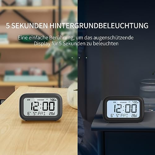 Digital Wecker Nachttisch batteriebetrieben Volumen einstellbar & Wochenend – Ansicht 5