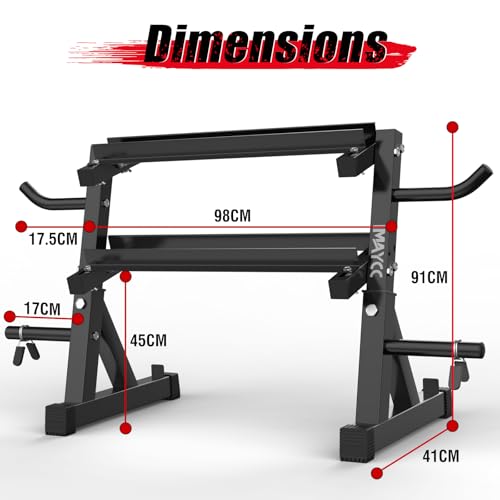 IMAYCC Adjustable Dumbbell Rack Storage 98x41x91CM Weight Rack Stand 2 Tier Weight Storage Organizer Dumbbells Stand Holder Space-Saving Fitness Organiser Durable Stabel Steel for Home Gym - Image 2