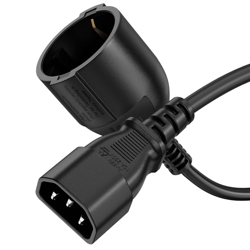 sonero USV Kabel Adapter, Stromkabel C14 auf CEE7, 3-polig, 2.00m, Robustes Gerätekabel für Netzteil, Rechner, Workstation, Sicherheitsssytme, Monitor, Netzstecker, Schwarz