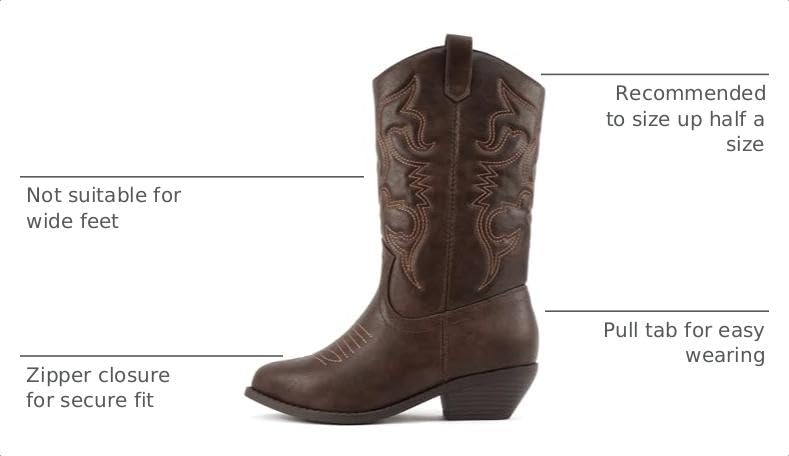 Image of Soda inchTELLER inch ~ Women's Western Cowboy Boots with Stitched Detailing, Pointed Toe, and Low Block Heel