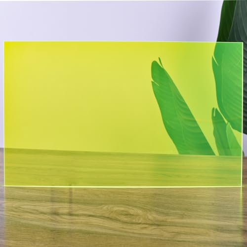 Image of 6 PCS Transparent Fluorescent Green Cast Acrylic Sheets 8 inch x 12 inch x 0.118 inch, Plexiglass Plastic Sheet for Laser Cutting, Engraving Signs, DIY Projects.