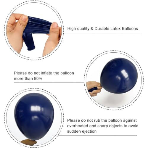 Image of YMSZ Blue Balloons, 100pcs 12Inch Navy Blue and Silver Balloons