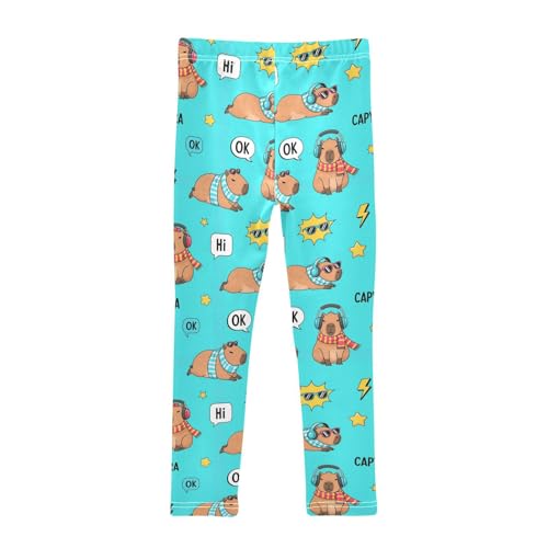 Girls Leggings Size 4T Capybara Music Blue Stretchy Tights Girl Clothes Comfortable Pants for Dresses Dance2