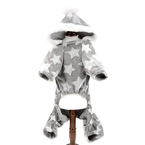 smalllee_lucky_store Pet Warm Stars Flannel Fleece Pajamas Onesie Winter Hoodie Sweater Jumpsuit for Small Dogs Cats Coat Jacket Soft Outfits Puppy Clothes - Image 2