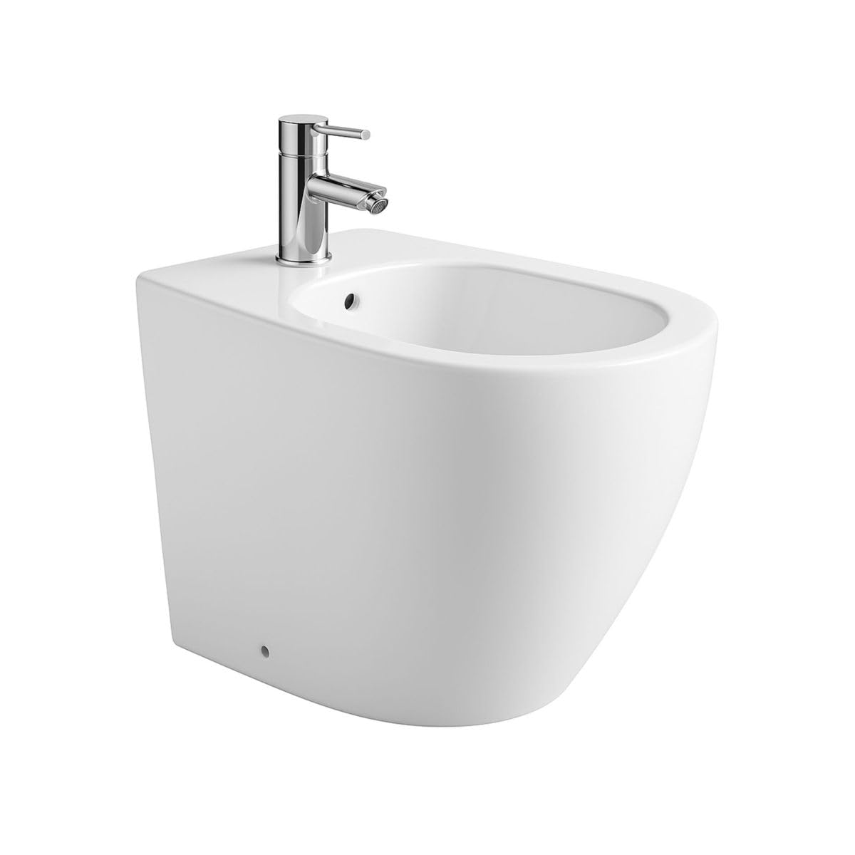 Belvit Bidé de pie de cerámica de 36,5 x 41 x 56 cm, bidé de pie para el suelo, sin bordes, sin grifería ni asiento, lavabo sanitario fácil de limpiar para baño y aseo de invitados, color blanco
