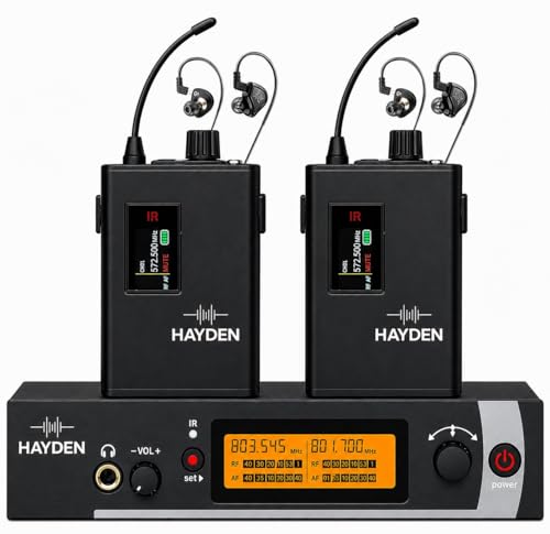 hayden HY-IEM2 UHF Wireless in Ear Monitor System 2 Pack with Ear...