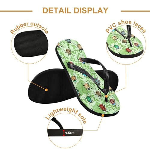 Burbuja Beetles Leaves Flip Flops for Women Men, Soft Thong Sandals Rubber Slippers for Pool Beach Essentials3