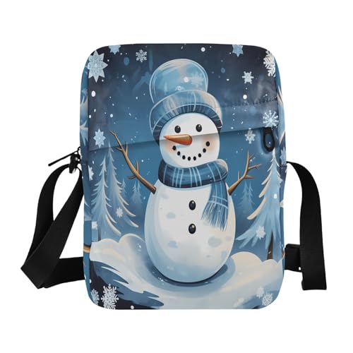 men's messenger bag green crossbody bags for women Women's Purses Adjustable Strap for Travel Travel- Merry Christmas Snowman Blue White