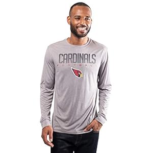 Ultra Game NFL Men’s Active Quick Dry Long Sleeve T-Shirt, Arizona Cardinals, Heather Gray, Medium