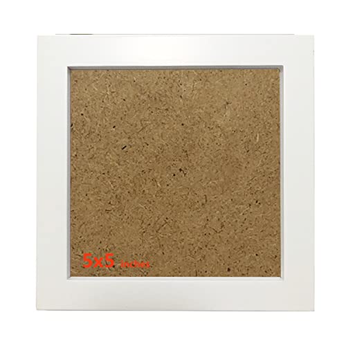 Image of 5x5 Picture Frames White Square Solid Wood.The Protective Film Must be Removed.