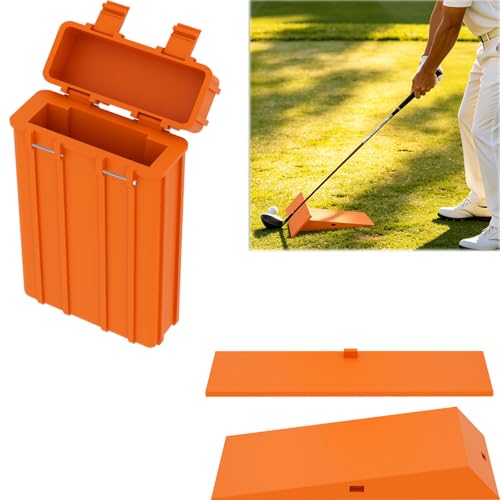 Hailinbeibei Impact Position Golf Swing Trainer Strike Wedge Practice Aid with Guide Walls Corrects Swing Path & Improves Strike Consistency for Chipping & Wedge Play (Orange)