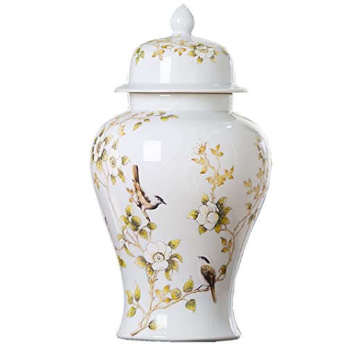 Pot au gingembre en céramique blanc oiseaux pour une table basse chic