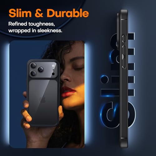 Image of TAURI for iPhone 17 Pro Case, with Screen Protector, Black | Full Camera Protection, Anti-Yellowing Military-Grade Protection Shockproof Slim Phone Case for iPhone 17 Pro