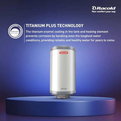 Image of Racold CDR DLX 10L Vertical ABS Body 5 Star Water Heater (Geyser) - 7 Yrs Tank Warranty, Corrosion Prevention With Superior Titanium Enameled Tank Coating | Free Standard Installation & Pipes