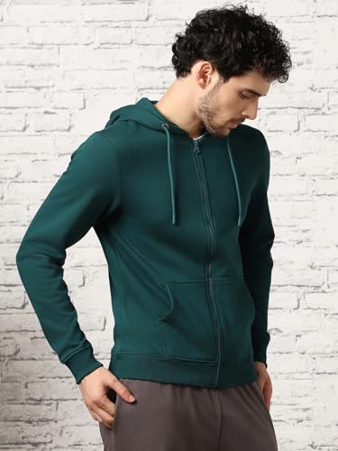Image of Nobero Classic Zipper Hoodie for Men | Zip Up Hoodies for Men | Regular Fit | Full Zip Closure | Drawstring Hood | Zipped Hooded Sweatshirt | Cotton Rich Zipper Fleece Hoodie