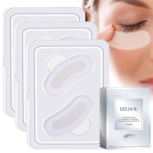 3 pares de parches de ojos de microcristales de ácido hialurónico antiarrugas, máscara de ojos de colágeno de hidrogel, máscara de ojos de microagujas soluble, parches de ojos para ojeras, ojos