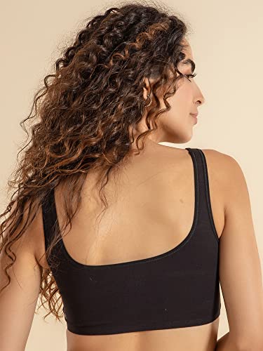 Image of NYKD NYB158 Non Wired & Full Coverage Square Neckline Slip On Bra for Women | Breathable Cotton Stretch Fabric with Disappearing Neckline & Visible Side Shaper Panel | Ideal for Everyday Wear