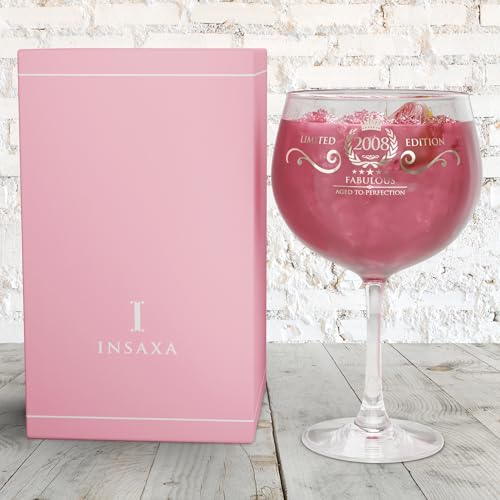 Insaxa 18th Birthday Gifts for Girls - Fabulous 2008 Large Gin Balloon Glass (730ML) 18th Birthday Present Gift for Girls 18th Birthday Gifts for Her 18th Birthday Gift for Woman 2008 Presents - Image 5