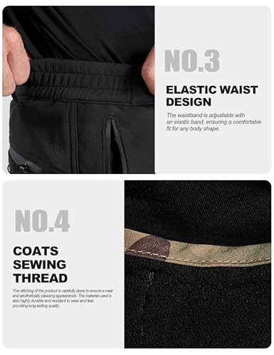 FREE SOLDIER Herren Winter Thermo Skihose Softshell Vlies Gefüttert Outdoor Hose Taktische Wasserdicht Langlaufhose für Jagd Trekking und Fahrrad
