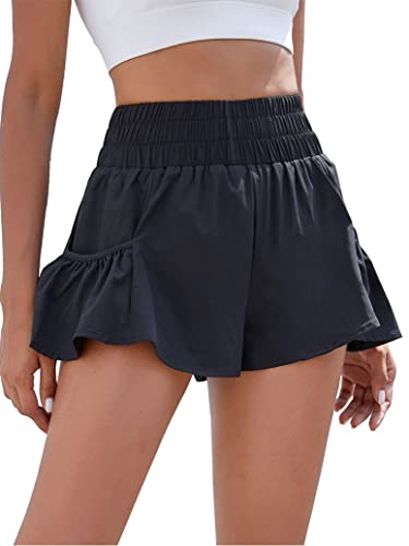 BMJL Womens High Waisted Shorts Athletic Running Shorts Workout Gym Quick Dry Flowy Shorts with Pockets