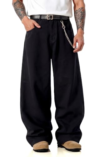 Image of GINGTTO Men's Baggy Barrel Jeans Wide Leg Y2K Denim Pants | Loose Fit Streetwear Casual Hip Hop Skater Vintage Style