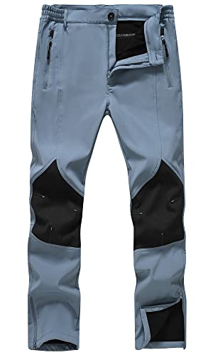 Men's Waterproof Snow Ski Pants Windproof Fleece Lined Ripstop Outdoor Lightweight Hiking Snowboard Pants Zipper Bottom Leg Stone Blue M #TOP18