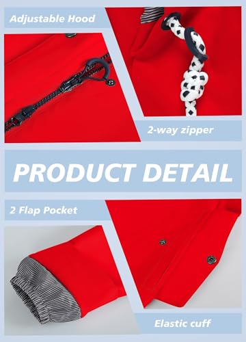 EnduaReve Regenjacke Damen Lang Wasserdicht Atmungsaktiv Regenmantel Übergangsjacke Kapuze Outdoor Jacke Rot S