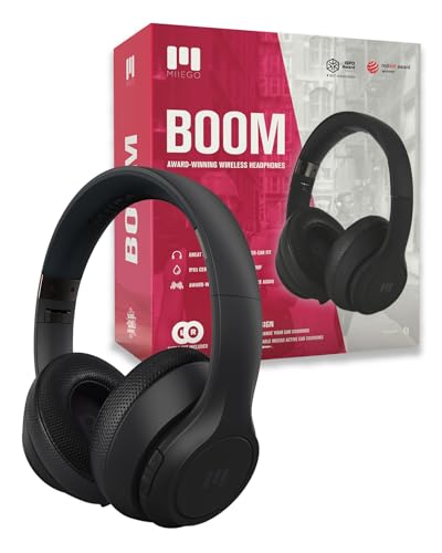 MIIEGO Boom Bluetooth Kopfhörer - Kabellose Over-Ear Headphones - Waschbare Ohrpolster - Perfekter Sound & Lange Akkulaufzeit - Black in Black