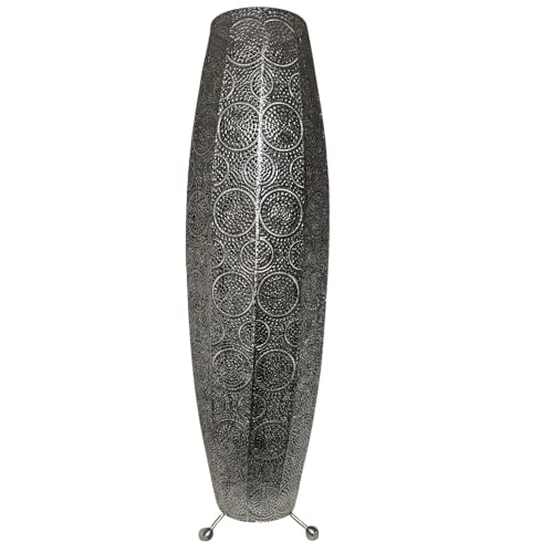 Britalia Moroccan Floor Lamp, Satin Nickel Metal, 25cm x 86cm, 2.3kg, E27 Bulb Base, Foot Switch