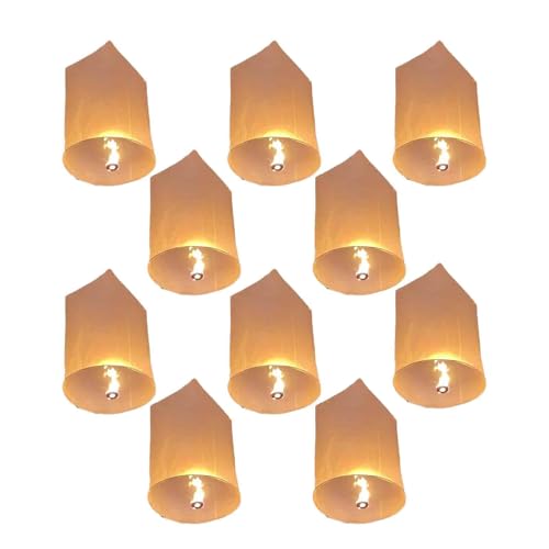 LVYUDS Fiesta Linternas Chinas Del Cielo Seguros Farolillos Voladores Con Bolígrafo Escribe Tu Deseo Confía Tus Esperanzas Para Ocasiones Festivas(Blanco,10pcs,1.2m)