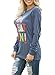 Ezcosplay Women Long Sleeve Shirt OH What Fun Print T-Shirt Graphic Tops Casual Plain Tunic Blue