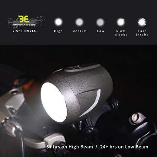 Bright Eyes Newly Upgraded and Fully Waterproof 1200 Lumen Rechargeable Mountain, Road Bike Headlight, 6400mAh Battery (Now 5+ Hours on Bright Beam). Free Diffuser Lens/TAILLIGHT (Silver-Gray)