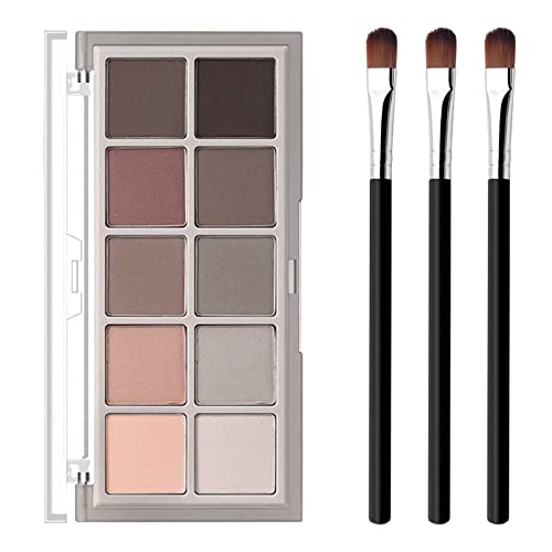 Palette de Fard à Paupières 10 Couleurs Palette Ombres à Paupière Matte Nude Eyeshadow Palette Étanche Longue Durée Maquillage Yeux et 3 pieces Pinceau Fard à Paupières pour Femme Fille