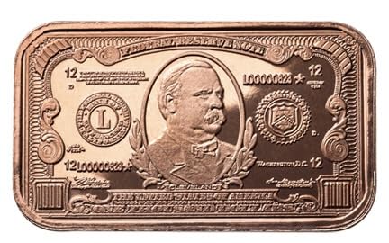 1 oz copper bar $1000 bill currency banknote coin