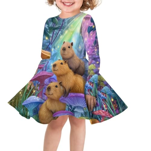 Dresses for Toddler Girls Long Sleeve Crew Neck Dresses Kids 3-14Y Aesthetics Dress3