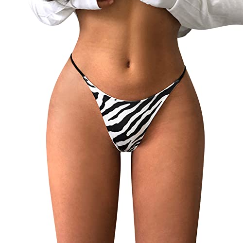 Costume Donna Mare Curvy Perizoma, Tanga Sexy Leopardo SGAMBATO Cotone Triangolo Classico Bikini Senza Cuciture Pantaloncini da Spiaggia Slip Costume da Bagno Brasiliana Vita Alta Bikini Perizoma