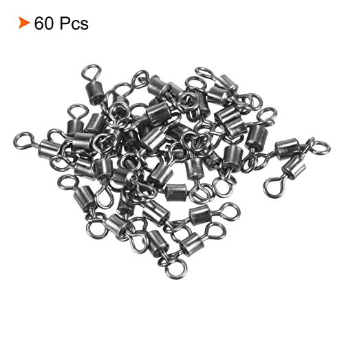 PATIKIL 3 Way Swivel, 60Pcs 62lb Copper Fishing Cross Line T-Turn Terminal Tackle, Black - Image 3