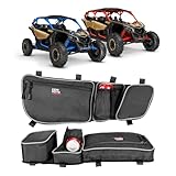 X3 Door Bags, Front Upper Door Mount Storage Bag with Cup Holder/Removable Knee Pads for Can Am XRS XDS Turbo R Driver N Passenger Side Gear Bag