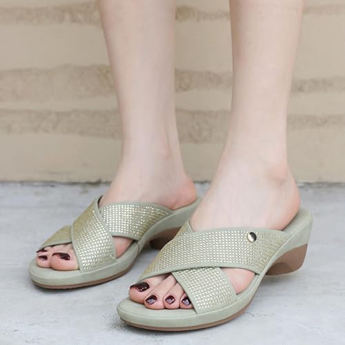 Women's Arch Support Slide Sandals, Lightweight Fashion Platform Slip On Wedge Sandals, Casual Comfortable Flat Slides, Commuter Sandals Walking Wide Width Slides2