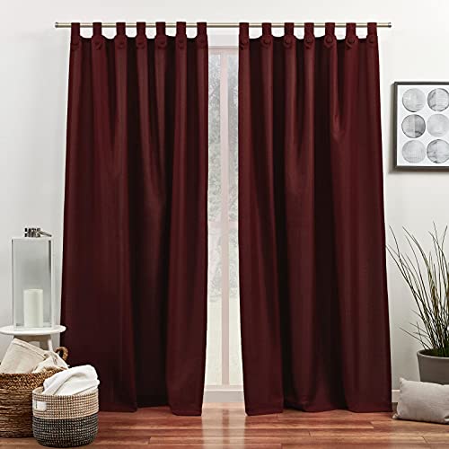 Exclusive Home Curtains Loha Tuxedo Tab Top Curtain Panel Pair, 54"x96", Radiant Red